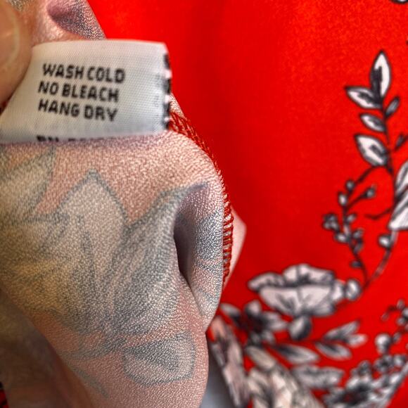 Bryn Walker Orange Red Floral Pants Set Button Down Blouse Crop Pants EUC Sz S/M - Picture 9 of 16